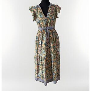 Charlee Maxi Peasant Dress Women’s S Floral India Cottagecore Boho Milkmaid